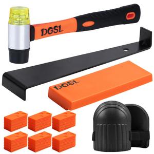 DGSL Laminate Flooring Tools Wood Flooring Installation Kit, Vinyl Flooring Tools with 60 Pieces Spacers and Double-Faced Mallet, Foam Kneepads, Heavy Duty Pull Bar, Tapping Block