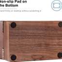 MaxGear Business Card Holder for Desk, 2.2" x 3.5" Walnut Wood Business Card Organizer, Index Cards Box Holds 300 Cards, 3 Divider Boards, Includes A-Z Tabs, Desktop Organizers for Office & Home