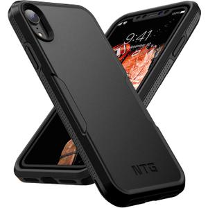 2 x NTG [1st Generation Designed for iPhone XR Case, Heavy-Duty Tough Rugged Lightweight Slim Shockproof Protective Case for iPhone XR 6.1 inch, Black
