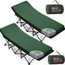 CYMULA Camping Cot Mattress 2in Memory Foam Sleeping Pad,Soft Warm Non-Slip Camping Mattress Topper with Retaining for Adults,Portable Roll up Pad for Travel(75 x30)only Mattress (Dark Green)