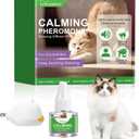 Nodfens Cat Calming Diffuser, Pheromone Diffuser to Calm Pheromone Calming Diffuser for Cats, Plug in+ 1 Pack 45ml Trial Pack Cat Anxiety Relief Up to 30 Days