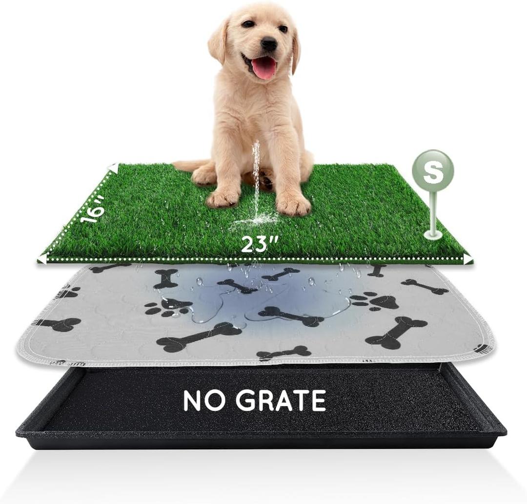 HQ4US Dog Grass Pad with Tray, Odor Free Grass Pee Pad for Dog Litter Box