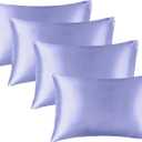 BEDELITE Satin Pillowcase for Hair and Skin, Super Soft Similar to Silk Pillow Cases 4 Pack with Envelope Closure, Cooling Pillowcases for Women Men (20"x40" King Size, Lilac)