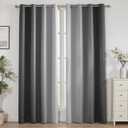 weesire Dark Grey Blackout Curtains for Bedroom Living Room 2 Panels 100% Blackout Ombre Gradient Curtains, 52x84 Inches