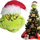 Christmas Tree Top Decorations, 9 Inches Large Velvet Christmas Tree Ornaments with Santa Hat for Home Indoor Party