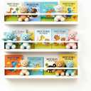 Set of 3 Kids Floating Bookshelves White  24 Inch Wall Mounted Nursery Book Shelves with Safety Rail  Ideal Storage & Display Shelf for Nursery, Bedroom, and Playroom