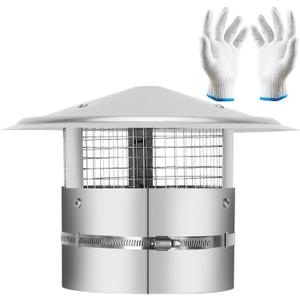 8 Inch Round Chimney Cap,Adjustable Roof Cap for Vents,Chimney Cap with Screen in Stainless Steel,Round Rain Cap for All-Round Chimney Protection,Round Roof Rain Chimney Cover,8 Inch Round Chimney Cap
