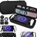 4 in 1 Accessoris Set Compatible with Playstation Portal, EVA Hard Carrying Case for PS5 Portal, Silicone Protective Cover,2 Pcs Screen Protector,10 Thumb Grip Caps,Ps Portal Accessories Black