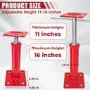 4 Pack Adjustable House Floor Jacks, 11"-16" Height Range Jack Post for Leveling, 3-5 Ton Lod Capacity Heavy-Duty Basement Support Screw Jack for House Foundation, Stairs, Porches, Roof Beams, Red
