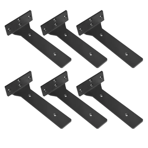 Floating Shelf Brackets, 10 inch Heavy Duty Industrial Fancy Shelf Bracket, Black Metal L Brackets for Shelves Support DIY with Hardware(6 Pack)