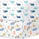 Little Grape Land Crib Sheets Baby Toddler Sheets 2 Pack Fitted for Boys Girls, Standard Size 28x52 Crib Mattress, Super Soft Breathable Washable Microfiber (Whale/Little Bear)