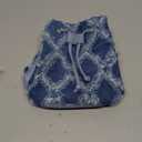 Women Denim Mini Bucket Shoulder Crossbody Bag Drawstring Quilted Distressed Tassel Barrel Shape Satchel Purse