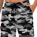 Men's Swim Trunks Hawaiian Bathing Mesh Lining Suit Swimsuits Beach Shorts with Pockets (3X-Large, Camo-Grey)