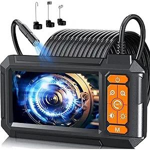 Endoscope Camera with Light, 1920P HD Borescope Inspection Camera with 4.3" IPS Screen, AukonVee IP67 Waterproof with 8 LEDs & 16.5ft Semi-Rigid Snake Camera for Automotive Pipe Tools Gadgets for Men
