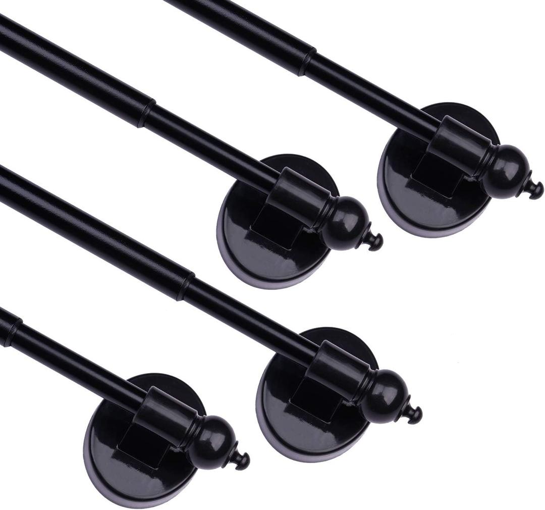 Magnetic Curtain Rods,Multi-Use Adjustable Appliance for Metal Doors,Windows,No Tools Needed16-28 Inch, Black, 4 Pack
