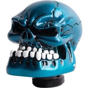 Skull Stick Shift Knob Resin Skeleton Head Shifter Knob Cool Style Shifter Lever Knob Fit Most Manual Automatic Car Tuck Vehicle, TA40C, Blue 2