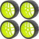 ShareGoo OD 4.09" Rubber 1/8 RC Buggy Tires and 17mm Hex Wheels Rim Compatible with Arrma Typhon Kyosho Losi VRX Redcat HSP HPI 1/8 Scale RC Off Road Buggy (Green)