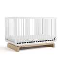Storkcraft Santorini 5-in-1 Convertible Crib with Toddler Guardrail – GREENGUARD Gold Certified, Conversion Kit Included, 100% Solid Wood, Fits Standard Crib Mattress (White and Driftwood)