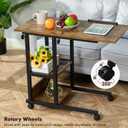 Hadulcet Adjustable C Table with Charging Station, Tiltable Desk C Shaped End Table for Couch, Over Bed Table with Wheels Adjustable Height, Hospital Table Laptop Stand Drawing Desk, Rustic Brown, 15.8 inches x 31.5 inches x 33.5 inches