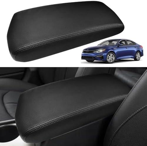 MOCHENT Car Center Console Armrest Cover for Kia Optima Accessories 2016 2017 2018 2019 2020 Kia Optima Arm Rest Box Lid Protection Armrest Seat Cover Leather Interior, Middle Console Liner (Black)