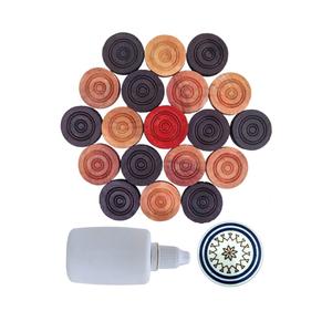Carrom Playing Coins and Powder | 20 Wooden Coins | 1 Striker | 1 Urea Powder