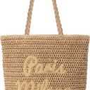 Beach Bags for Women - Large Straw Bag Woven Beach Tote, Summer Handmade Shoulder Handbag