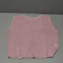 Meladyan Women Sexy Fishnet Knit Glittering Crop Tank Going Out Top Sheer Mesh Sleeveless Crewneck Solid Slim Cropped Tops (Small, Pink)