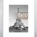 upsimples 8x10 Picture Frame, Display Pictures 5x7 with Mat or 8 x 10 Without, Wall Hanging Photo Frames, Silver, 1 Pack