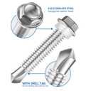 Wensilon (50Pcs)#14×6" Hex Washer Head Self Drilling Screws, 410 Stainless Steel Metal SheetScrews，TEK Screws, Self Drilling Screws, Self Tapping Screws,Extensions Extra Long Screws