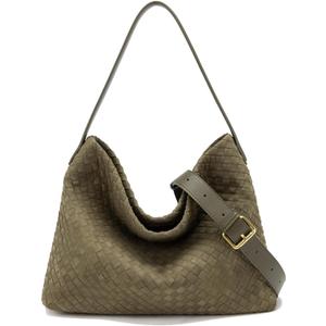 Woven Suede Shoulder Bag For Women Purses and Handbags Ladies Hobo Bags For Work Travel (Green)