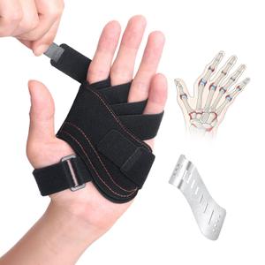 DrFinger Finger Ulnar Deviation Splint Brace, Finger Joint Deviation Orthopedic Corrector With Metal Bracket-Black, Right-M