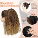 Lommel Drawstring Ponytail,14 Inch Ponytail Extension for Black Women Curly Drawstring pony tails hair extensions for Women Afro Kinky Curly Hairpieces for Daily Use(Brown and Honey Blonde)