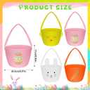 4 Pcs Easter Woven Basket Empty for Gifts Small Bunny Woven Cotton Rope Baskets with Handle Easter Egg Hunt Buckets Bags for Girls Baby Shower Candy Egg Storage Easter Party Decoration Basket Gifts