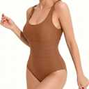 One Piece Swimsuit for Women Athletic Slimming Bathing Suit with Racerback, Comfortable Fit for Swimming & Beach (Brown, S)