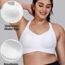 ZeroBound Women's High Impact Sports Bra Criss-Cross Back Full Coverage (White)
