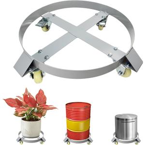 30 Gallon Drum Dolly, 400lbs Load Capacity 30 Gallon Barrel Dolly Cart Drum Caddy with 4 Swivel Casters Wheel, Non Tipping Hand Truck Capacity Dollies for Warehouse Drum Handling (Silver Gray)