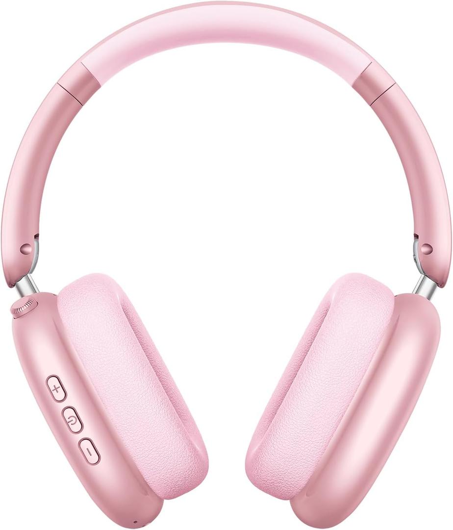 Wentronic Y01 Wireless Noise Canceling Headphones Bluetooth 5.3 Over Ear Headphones with Microphone, Hi-Res Audio, 48H Playtime, Foldable Comfortable Earpads, Compatible with iOS, Android, PC, Pink