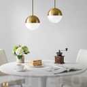 AUTELO 2 Pack 8 Inch Modern Brushed Gold Pendant Lights Kitchen Island | Pendant Light Fixture with Milky White Globe Glass Shade, Adjustable Gold Pendant Lights for Kitchen Island Dining Room