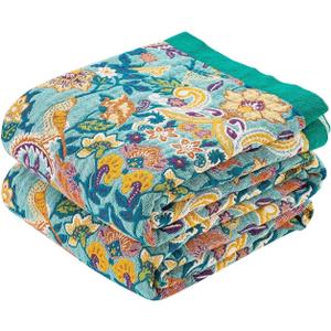 XIBLC Boho Blanket Throw Quilt, 100% Cotton Soft Light Weight Throw Blankets for Summer, 60"x80" Farmhouse Flower Decorative Blankets, All Season Rustic Reversible Bohemian Throw Quilt
