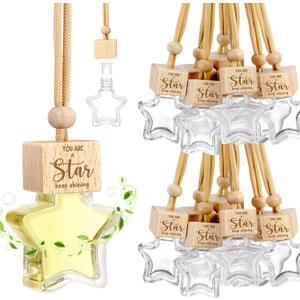 24 Pcs Employee Appreciation Gifts 8ml Car Diffuser Air Freshener Hanging Ornament Empty Glass Essential Oil Bottle Thank You Gift for Volunteer Administrative Professionals Staff Coworker Teacher