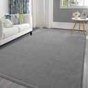 Pettop 4x6 ft Grey Area Rugs for Bedroom Living Room, Washable Memory Foam Indoor Carpet, Modern Aesthetic Minimalist Non Slip Soft Comfy Carpet for Boys Girls Dorm Home Decor