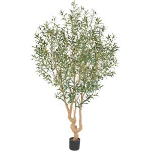 Majestic Faux Olive Tree 7 feet  Artificial Olive Tree Indoor & Outdoor with Lifelike Leaves & Textured Branches for Living Room, Office, Entryway,Patio