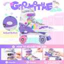 SULIFEEL Rainbow Unicorn 4 Size Adjustable Light up Roller Skates for Girls Boys for Kids Purple Small