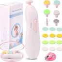 Baby Nail Trimmer Electric Nail File Baby Nail Clippers, 20 in 1 Safe Nail Filer Grinder Kit for Newborn Infant Toddler Kids or Adults Toes Fingernails Care Trim Polish, Led Light and Grinding Heads (Blush)