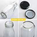 QAPPDA 12 oz Glass Bottles, Clear Glass Milk Bottles with Black Metal Airtight Lids, Vintage Breakfast Shake Container, Vintage Drinking Bottle with Whiteboard Labels and Pen for Party, Kids, Set of 20