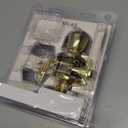 HOSOM Door Knob with Lock and Key, Polished Brass Keyed Entry Door Knob, Exterior and Interior Door Lock for Front Door, Entry Door Handle for Bedroom and Bathroom, Gold