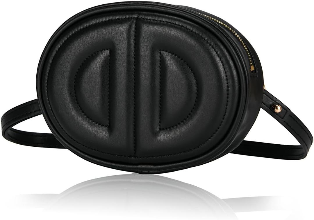 Black H cross bag for women,Fashion Small crossbody pack, Popular exquisite leather belt bag for women.