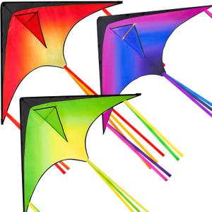 JOYIN Large Delta Kite Red, Green and Purple, Easy to Fly Huge for Kids and Adults with 262.5ft String, Large Delta Beach Kite for Outdoor Games and Activities JOYIN Large Delta Kite Red, Green and Purple, Easy to Fly Huge for Kids and Adults with 262.5ft String, Large Delta Beach Kite for Outdoor Games and Activities