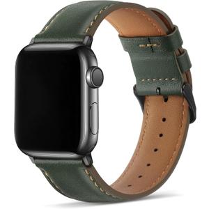 Tasikar Bands Compatible with Apple Watch Band 49mm 46mm 45mm 44mm 42mm Genuine Leather Replacement Straps Compatible with Apple Watch Ultra 3 2 1 SE Series 11 10 9 8 7 6 5 4 3, Green