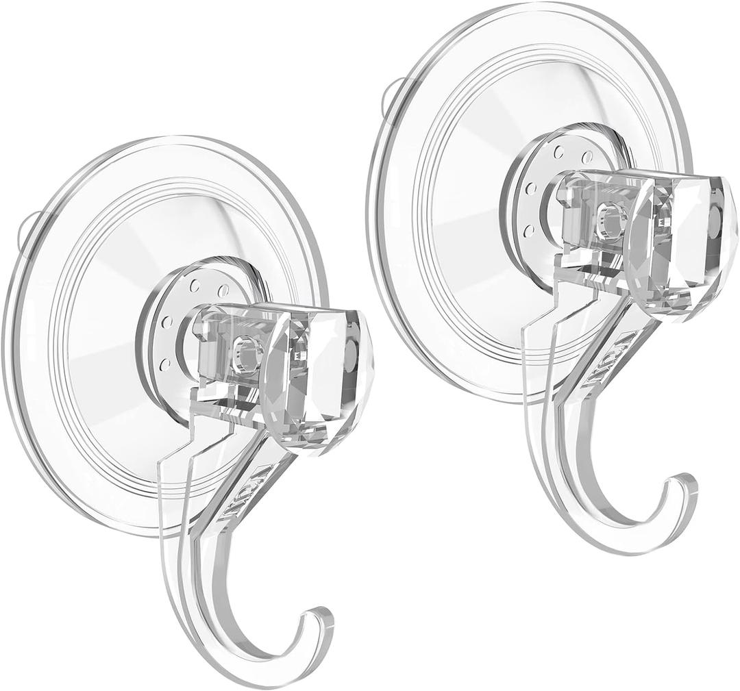 VIS'V Wreath Hanger, Large Suction Cup Wreath Hooks, Heavy Duty, 22 LB Capacity, Removable and Reusable, Clear, 2 Pcs